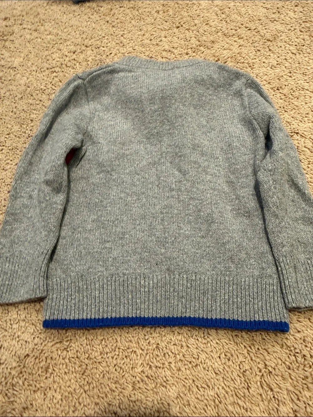 GAP Gray Sweater with Red, White & Blue Chevron Stripes